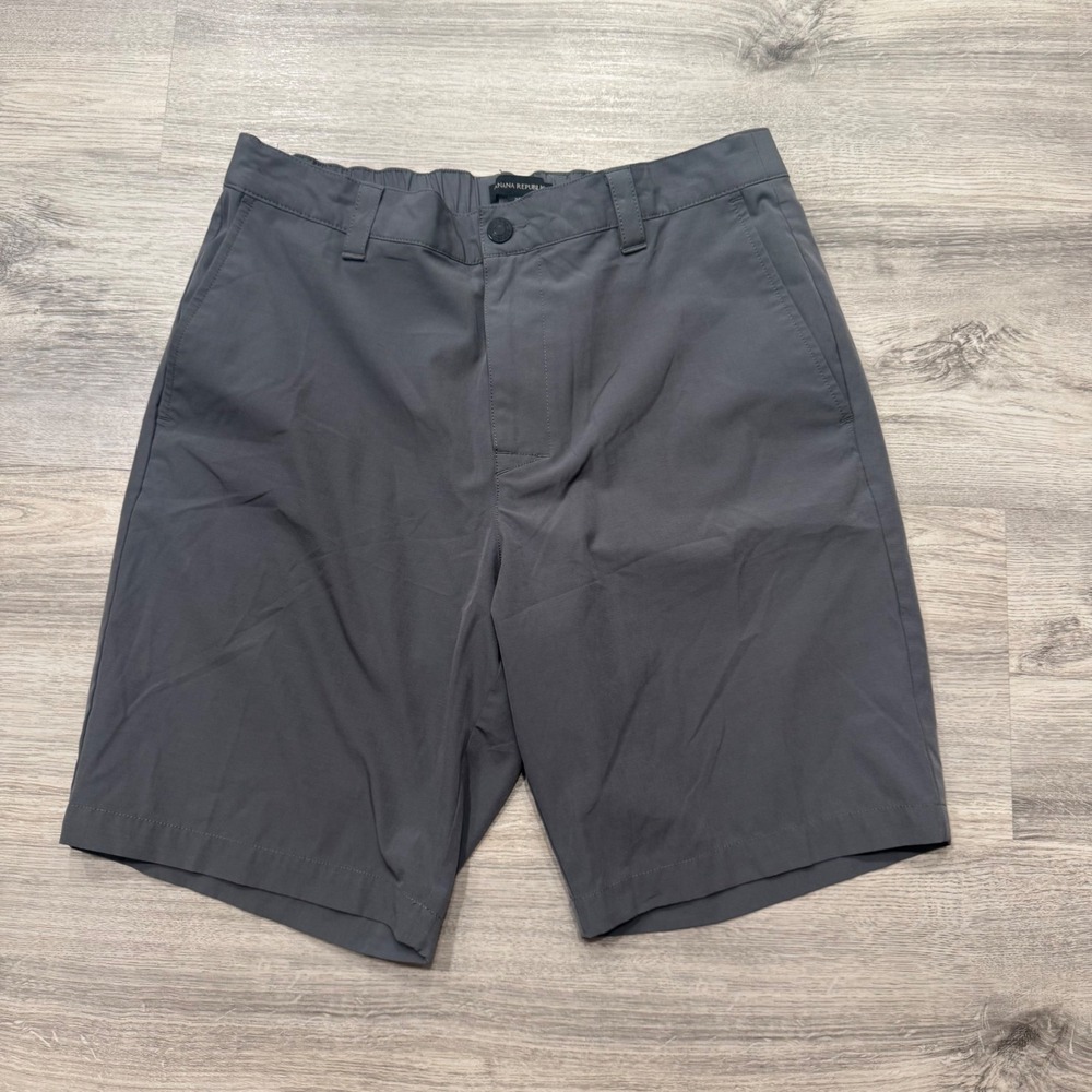 Banana Republic Mens Performance Shorts Gray 34 Ripstop Elastic Waist